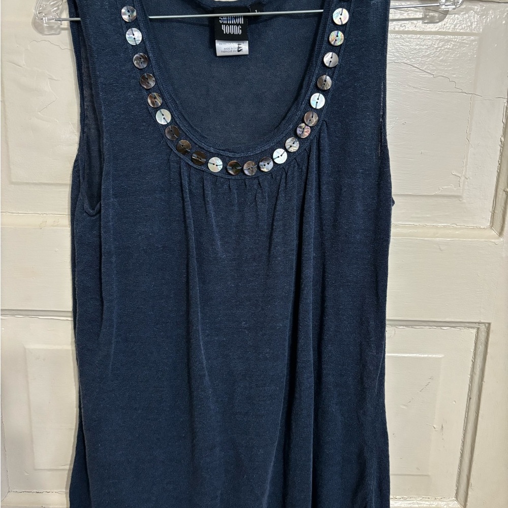 Sharon Young linen blend tank top womens large